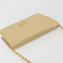 CHANEL Matelasse Chain Shoulder Bag Lamb Skin Beige Gold CC Auth 187257-6