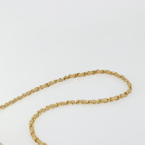 CHANEL Matelasse Chain Shoulder Bag Lamb Skin Beige Gold CC Auth 187257