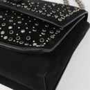 Salvatore Ferragamo Vala Chain Shoulder Bag Suede Black Silver Auth 187258A-9