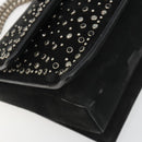 Salvatore Ferragamo Vala Chain Shoulder Bag Suede Black Silver Auth 187258A-14