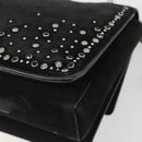 Salvatore Ferragamo Vala Chain Shoulder Bag Suede Black Silver Auth 187258A-15
