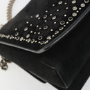 Salvatore Ferragamo Vala Chain Shoulder Bag Suede Black Silver Auth 187258A-16