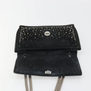 Salvatore Ferragamo Vala Chain Shoulder Bag Suede Black Silver Auth 187258A-18