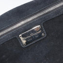 Salvatore Ferragamo Vala Chain Shoulder Bag Suede Black Silver Auth 187258A-19