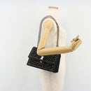 Salvatore Ferragamo Vala Chain Shoulder Bag Suede Black Silver Auth 187258A-23