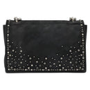 Salvatore Ferragamo Vala Chain Shoulder Bag Suede Black Silver Auth 187258A-2