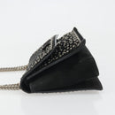 Salvatore Ferragamo Vala Chain Shoulder Bag Suede Black Silver Auth 187258A-4