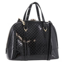 GUCCI Micro GG Canvas Bag Patent Leather 2way Outlet Black 309617 Auth 187261-1