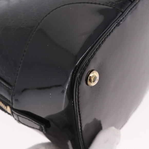 GUCCI Micro GG Canvas Bag Patent Leather 2way Outlet Black 309617 Auth 187261