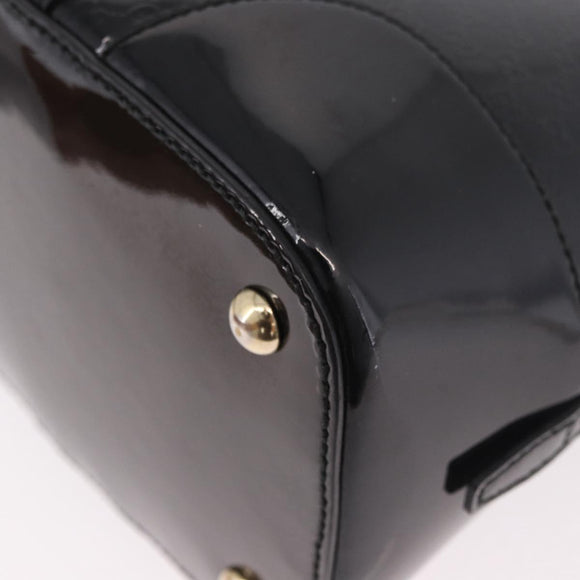 GUCCI Micro GG Canvas Bag Patent Leather 2way Outlet Black 309617 Auth 187261