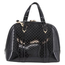GUCCI Micro GG Canvas Bag Patent Leather 2way Outlet Black 309617 Auth 187261-2