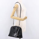 GUCCI Micro GG Canvas Bag Patent Leather 2way Outlet Black 309617 Auth 187261-26