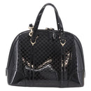 GUCCI Micro GG Canvas Bag Patent Leather 2way Outlet Black 309617 Auth 187261-3