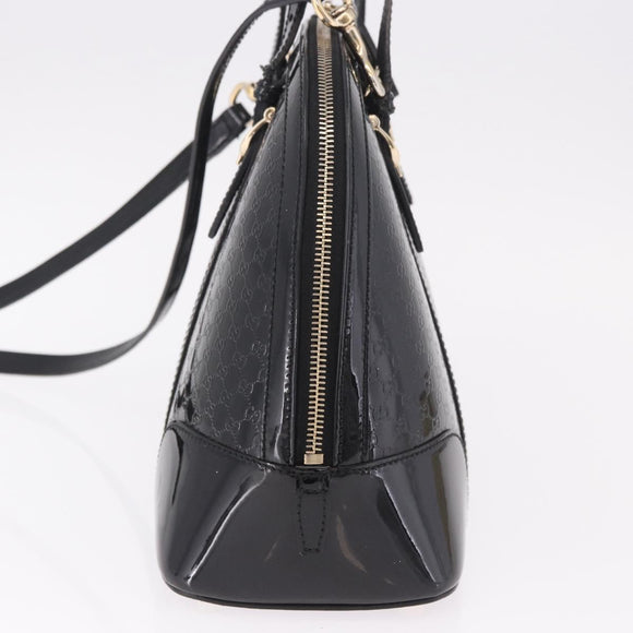 GUCCI Micro GG Canvas Bag Patent Leather 2way Outlet Black 309617 Auth 187261