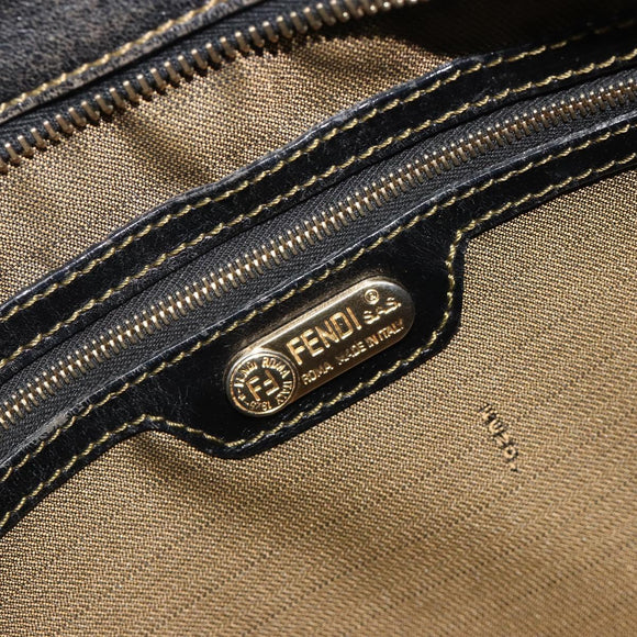 FENDI Zucca Canvas Tote Bag Black Brown Auth 187262A