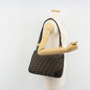 FENDI Zucca Canvas Tote Bag Black Brown Auth 187262A-23