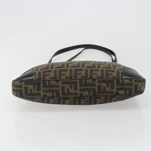 FENDI Zucca Canvas Tote Bag Black Brown Auth 187262A