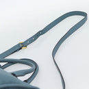 PRADA Hand Bag Vittero Dino Leather 2way Blue Gold Auth 187263V-10