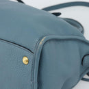 PRADA Hand Bag Vittero Dino Leather 2way Blue Gold Auth 187263V-12