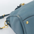 PRADA Hand Bag Vittero Dino Leather 2way Blue Gold Auth 187263V-13