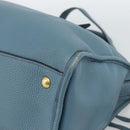 PRADA Hand Bag Vittero Dino Leather 2way Blue Gold Auth 187263V-14