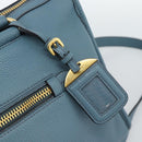PRADA Hand Bag Vittero Dino Leather 2way Blue Gold Auth 187263V-17