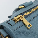 PRADA Hand Bag Vittero Dino Leather 2way Blue Gold Auth 187263V-18