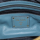 PRADA Hand Bag Vittero Dino Leather 2way Blue Gold Auth 187263V-19