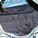 PRADA Hand Bag Vittero Dino Leather 2way Blue Gold Auth 187263V-20