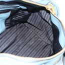 PRADA Hand Bag Vittero Dino Leather 2way Blue Gold Auth 187263V-21