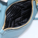 PRADA Hand Bag Vittero Dino Leather 2way Blue Gold Auth 187263V-26