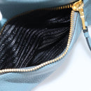 PRADA Hand Bag Vittero Dino Leather 2way Blue Gold Auth 187263V-27