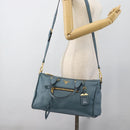PRADA Hand Bag Vittero Dino Leather 2way Blue Gold Auth 187263V-29