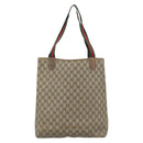 GUCCI GG Supreme Web Sherry Line Tote Bag PVC Beige Gold 378 02 003 Auth 187267-2