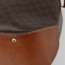 CELINE Macadam Canvas Shoulder Bag PVC Leather Black Gold Auth 187268-10