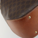 CELINE Macadam Canvas Shoulder Bag PVC Leather Black Gold Auth 187268-11