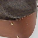 CELINE Macadam Canvas Shoulder Bag PVC Leather Black Gold Auth 187268-12