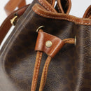 CELINE Macadam Canvas Shoulder Bag PVC Leather Black Gold Auth 187268-14