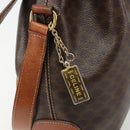 CELINE Macadam Canvas Shoulder Bag PVC Leather Black Gold Auth 187268-15