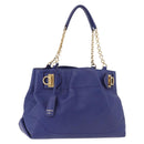 Salvatore Ferragamo Gancini Chain Shoulder Tote Bag Leather Blue Auth 187269V-1