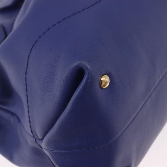 Salvatore Ferragamo Gancini Chain Shoulder Tote Bag Leather Blue Auth 187269V