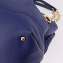 Salvatore Ferragamo Gancini Chain Shoulder Tote Bag Leather Blue Auth 187269V-14