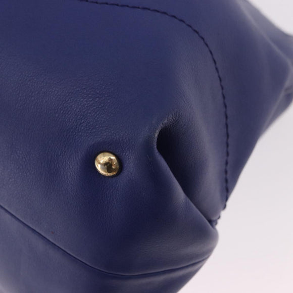 Salvatore Ferragamo Gancini Chain Shoulder Tote Bag Leather Blue Auth 187269V