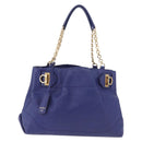 Salvatore Ferragamo Gancini Chain Shoulder Tote Bag Leather Blue Auth 187269V-13