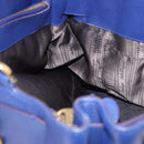 Salvatore Ferragamo Gancini Chain Shoulder Tote Bag Leather Blue Auth 187269V-24