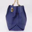 Salvatore Ferragamo Gancini Chain Shoulder Tote Bag Leather Blue Auth 187269V-3