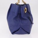 Salvatore Ferragamo Gancini Chain Shoulder Tote Bag Leather Blue Auth 187269V-4