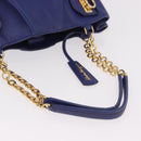 Salvatore Ferragamo Gancini Chain Shoulder Tote Bag Leather Blue Auth 187269V-7