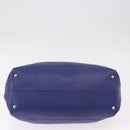 Salvatore Ferragamo Gancini Chain Shoulder Tote Bag Leather Blue Auth 187269V-5
