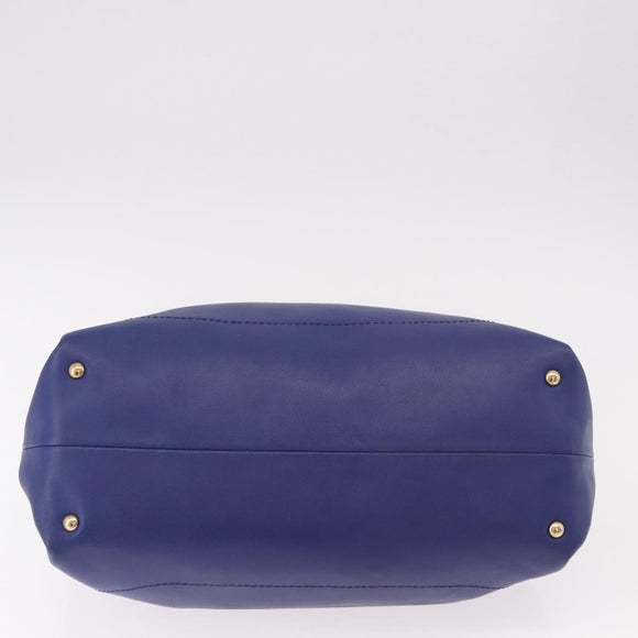 Salvatore Ferragamo Gancini Chain Shoulder Tote Bag Leather Blue Auth 187269V